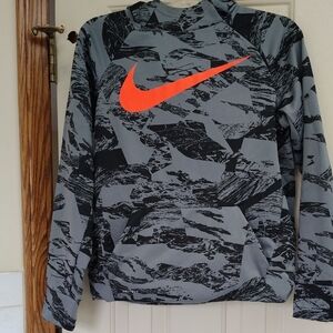 Nike Camo Hoodie with Orange Swoosh, Dri-Fit, like new!
